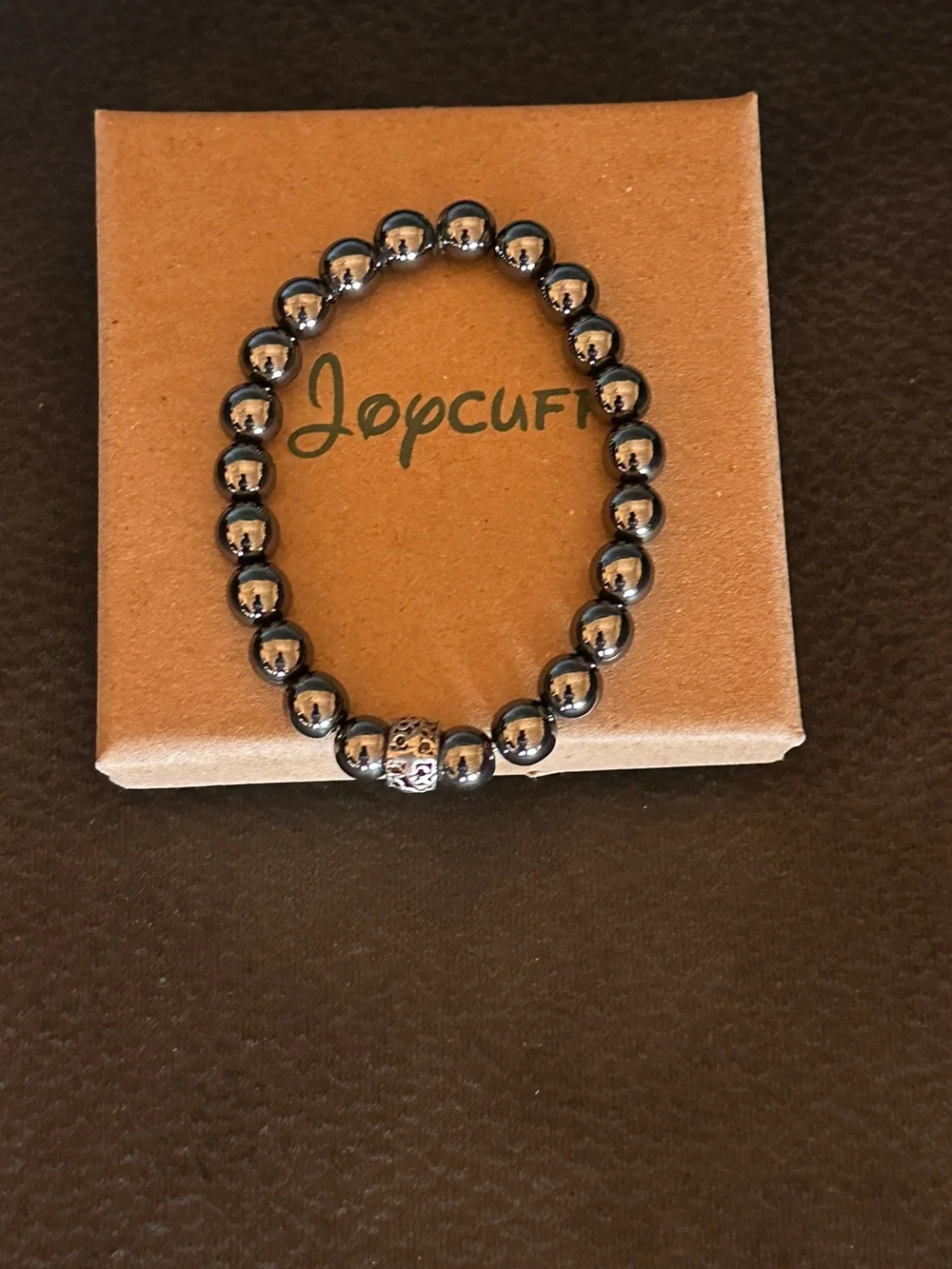Hematite Stretch Bracelet with Uncle Sentiment Card